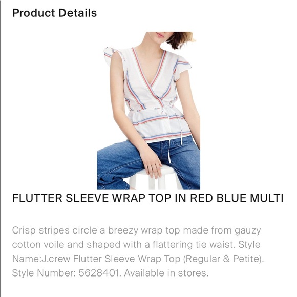 J. Crew flutter sleeve faux wrap top - Picture 2 of 4